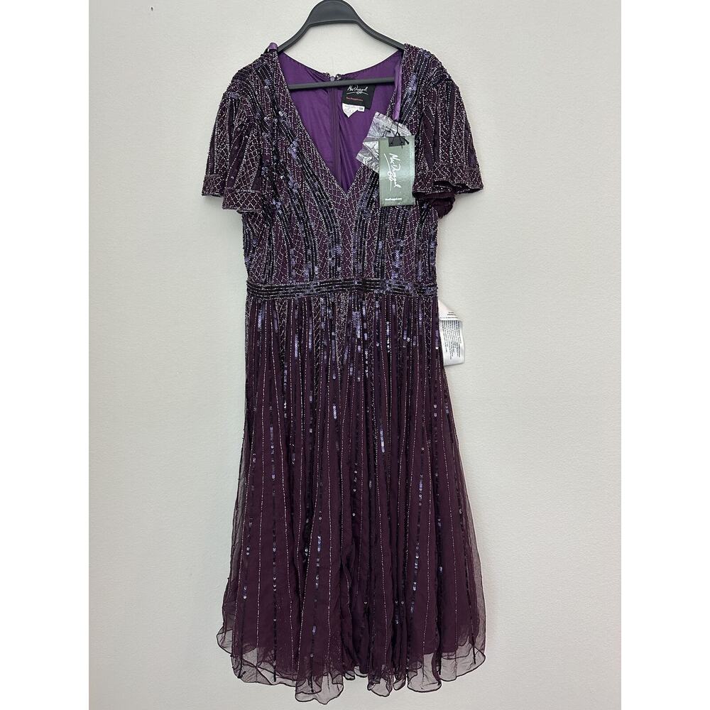 Mac Duggal Purple Sequin Midi Dress